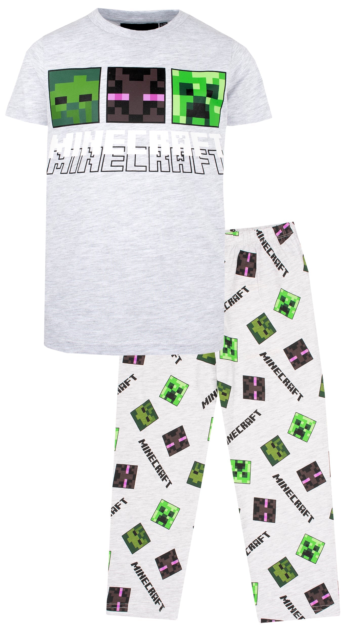 Minecraft Short-Sleeve Pajamas - Grey & Green
