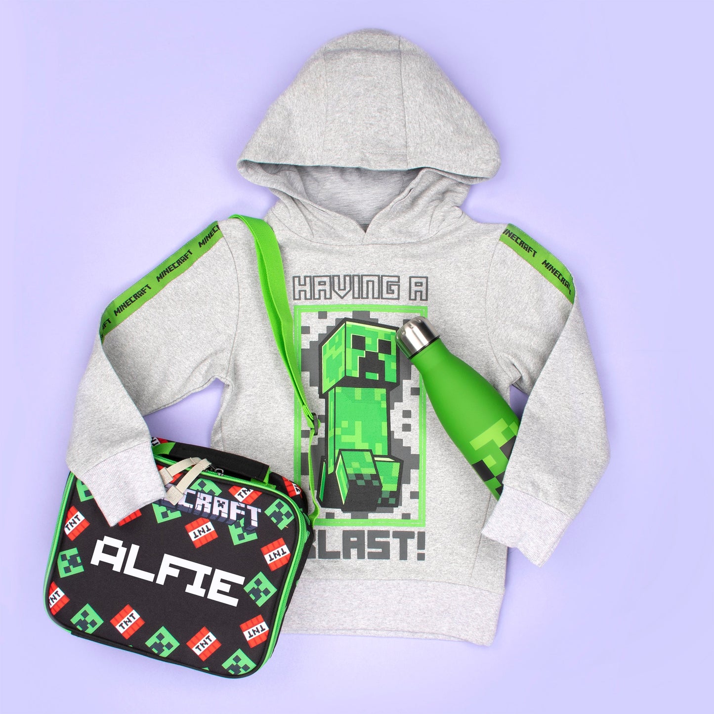 Minecraft Green Creeper Hoodie - Gray