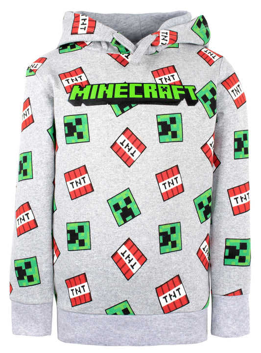 Sweat à capuche Minecraft – Creeper Pattern – gris