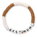 Bracelet Amitié Swifties BEST MUM - Beige et Blanc