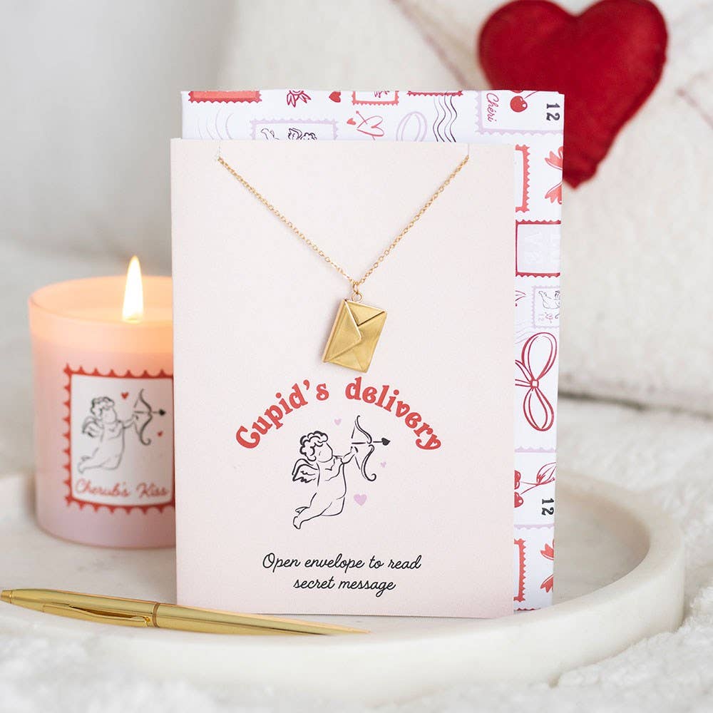 Liefdesbrief-medaillonketting op een Valentijnskaart