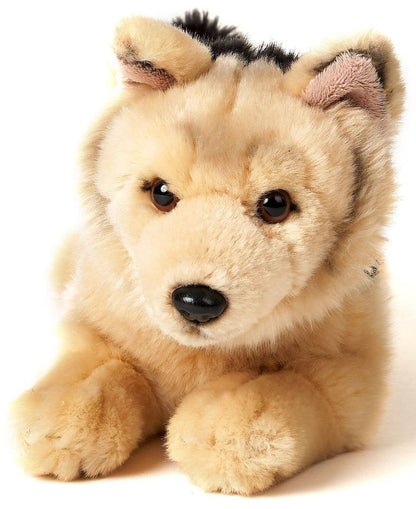 German Shepherd plush toy, lying down