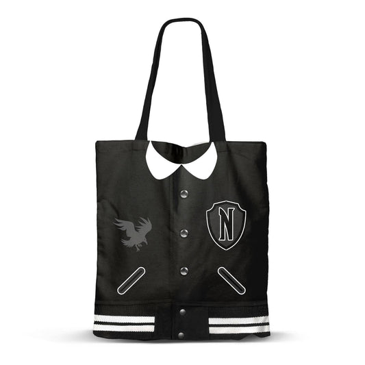 Mercredi Varsity-Sac de Courses Shopping Bag, Noir