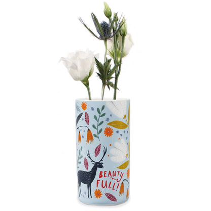 Vase en Céramique à Motif Floral Scandinave avec Animaux