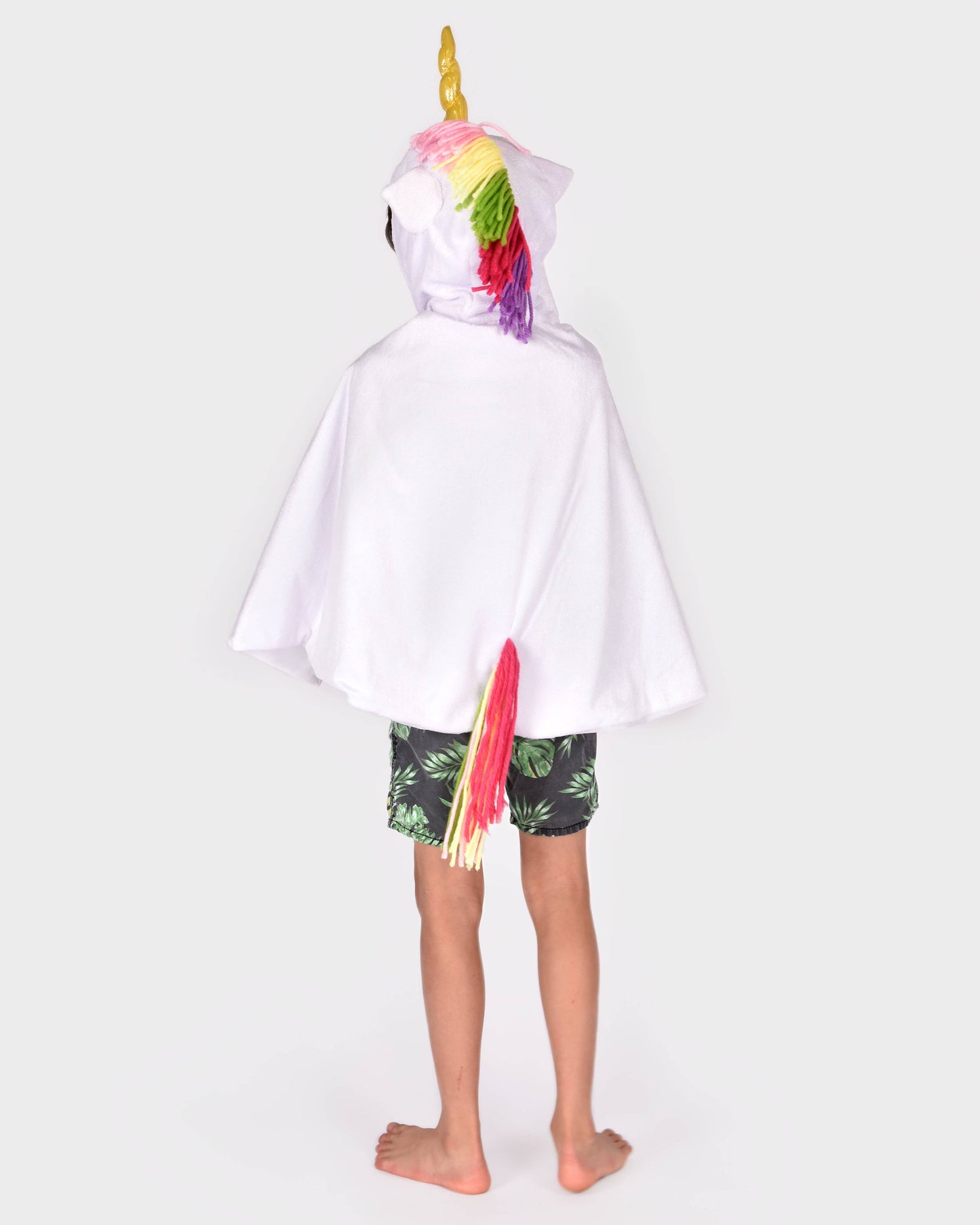 Cape licorne blanche arc-en-ciel 3-8 ans (taille 98-128)