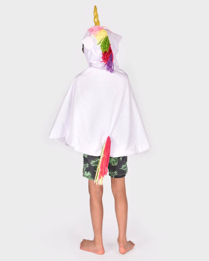 Cape licorne blanche arc-en-ciel 3-8 ans (taille 98-128)