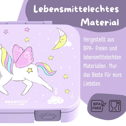 Brotdose mit Fächern, leicht & auslaufsicher - Einhorn lila