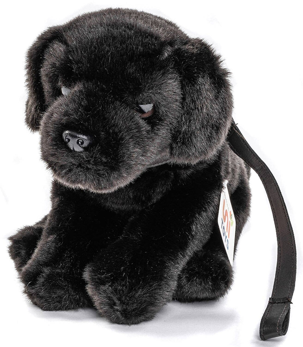Peluche chiot labrador noir avec laisse
