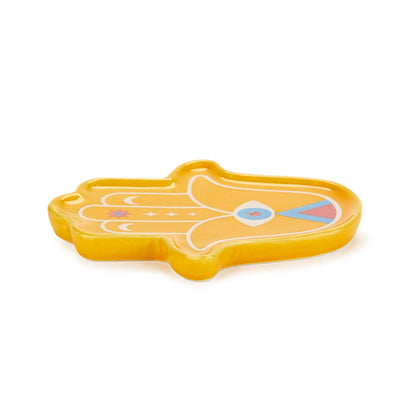 Incense holder, Lucky Hand, yellow, ceramic