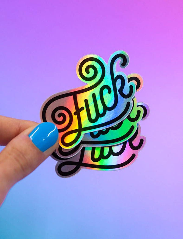 Autocollant – décoratif holographique en vinyle "Fuck" | Joanna Behar – vue 1