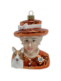 Queen Elizabeth &amp; Corgi Orange Christmas bauble