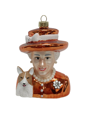 Weihnachtsanhänger Königin Elisabeth II & Corgi – Orange