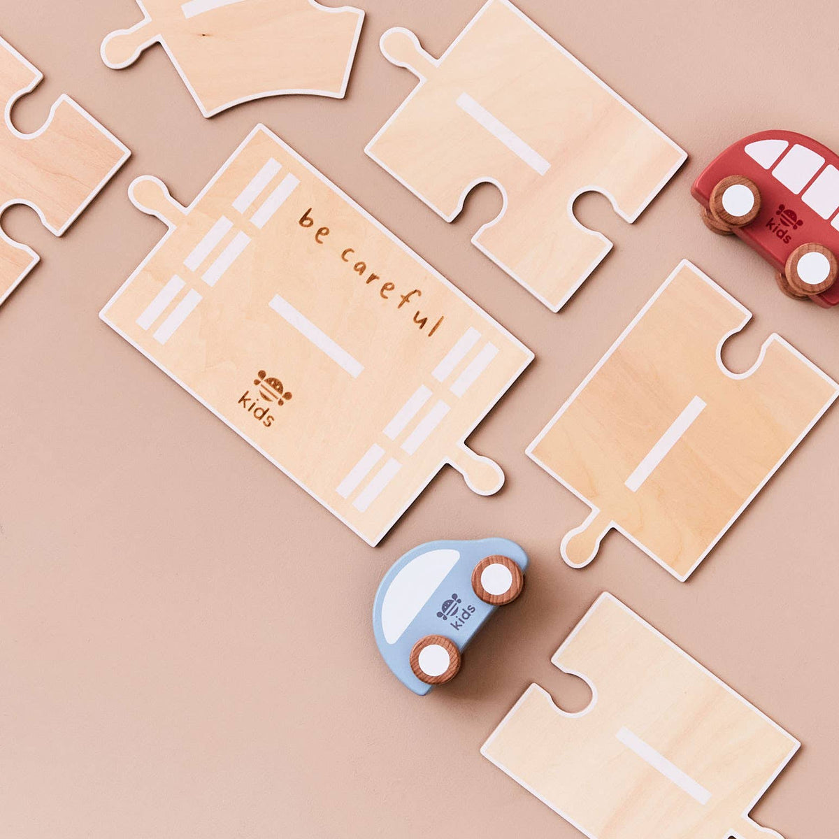 Article Enfant Piste de Route avec Jouets pour Véhicules en Bois