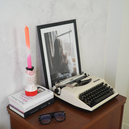 Bougeoir - Poisson - Rouge/Blanc/Rose - 7x7x16,5cm