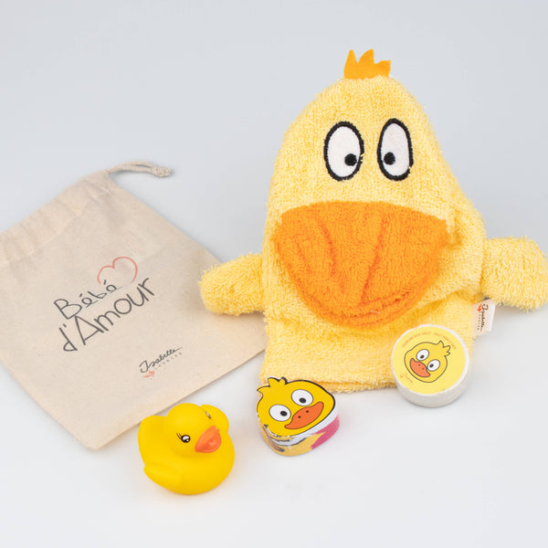 Gele badset met eendje "Baby Love"