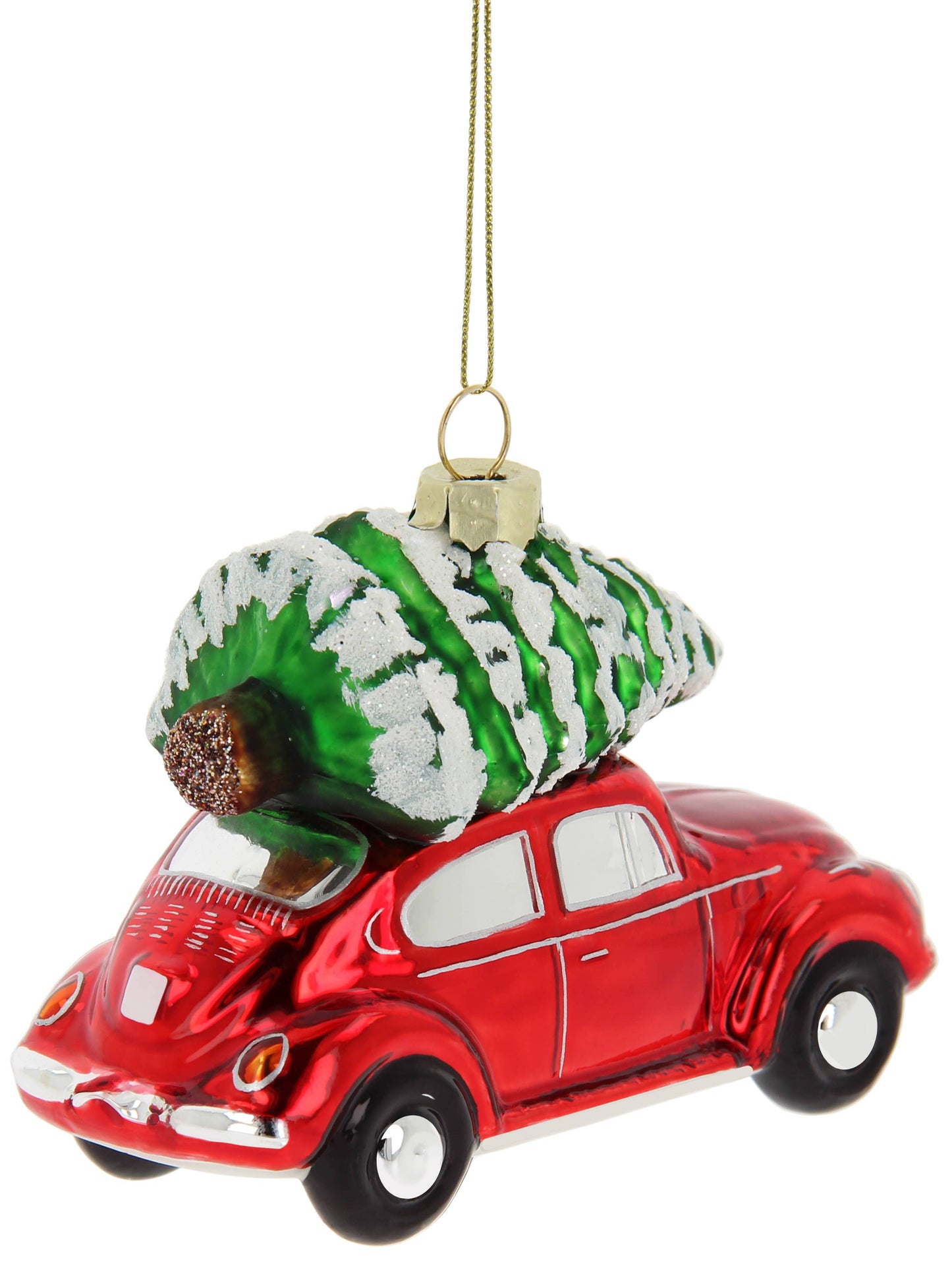 Red VW Beetle Christmas Decoration with Tree