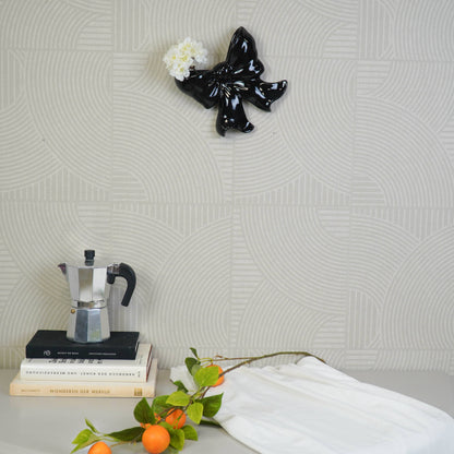 Vase mural- Vase Bol- Céramique- Noir- 19x18,5x5,5 cm