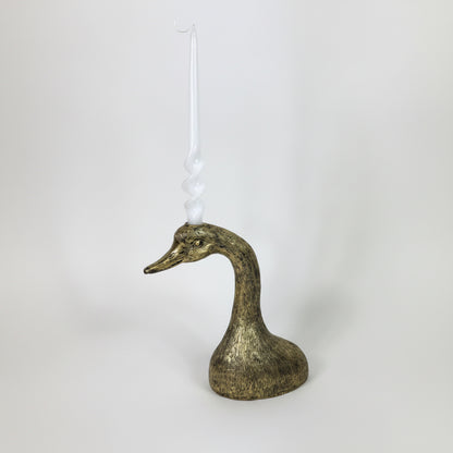 Bougeoir Tête de Canard doré antique