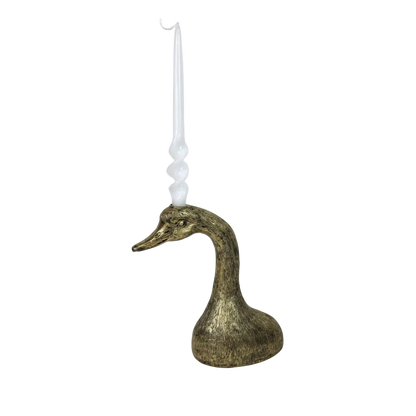 Bougeoir Tête de Canard doré antique