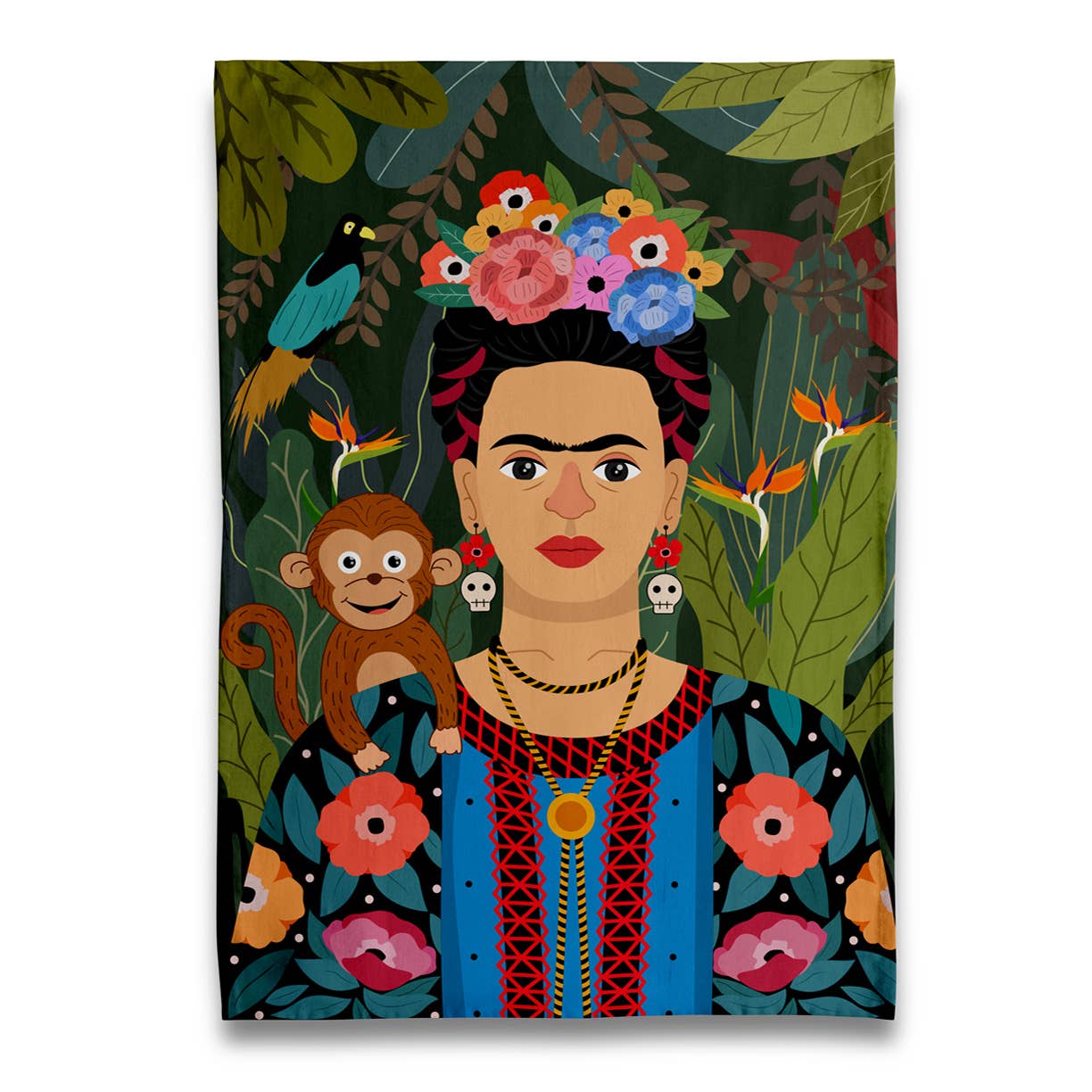Torchon Frida Kahlo & Singe