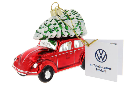 Red VW Beetle Christmas Decoration with Tree