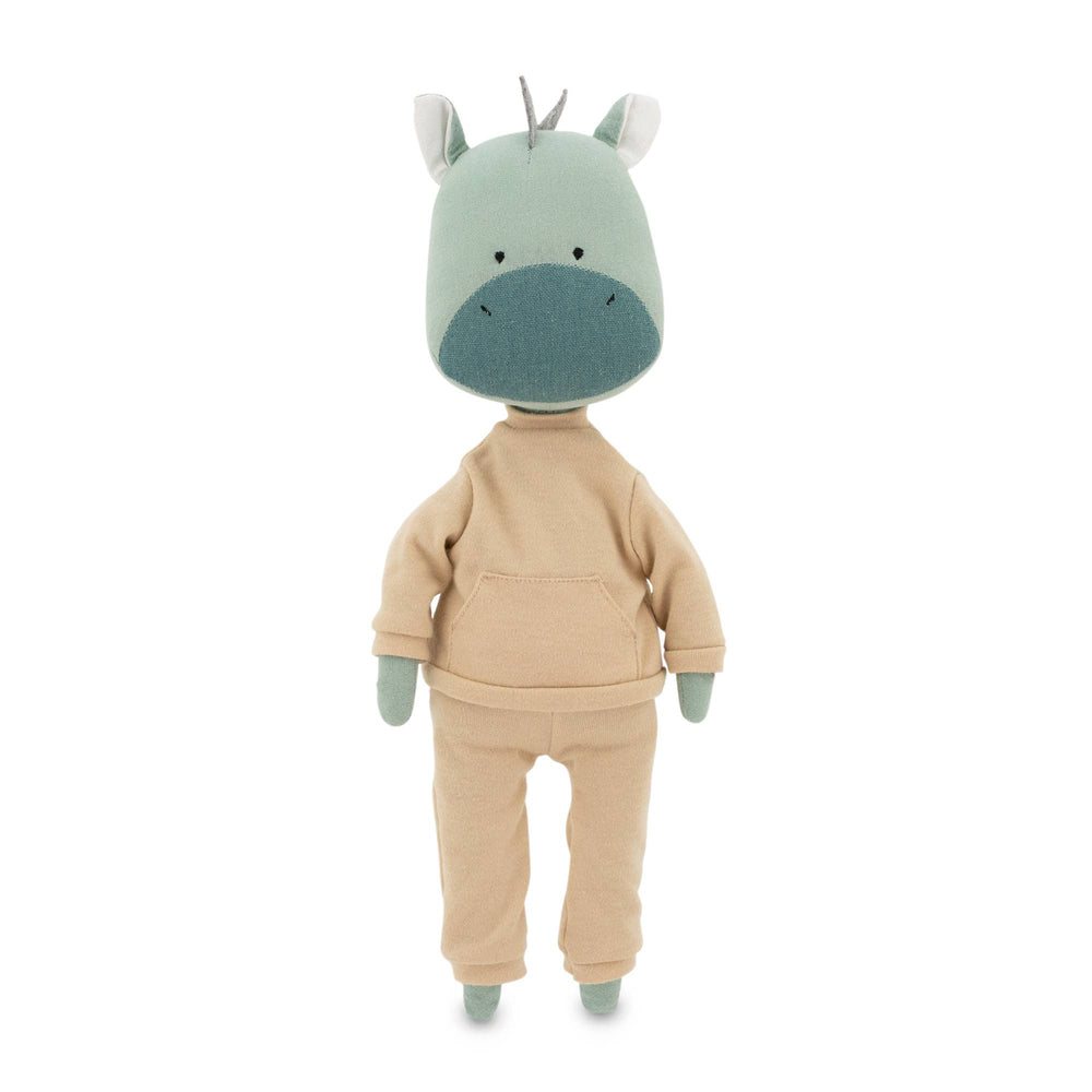 Peluche Andy le Dragon : Ensemble Tenue Beige et Queue de Sirène - 29 cm