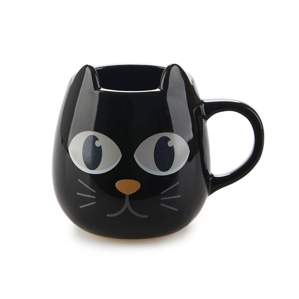 Round Black Cat "Wake up" Mug