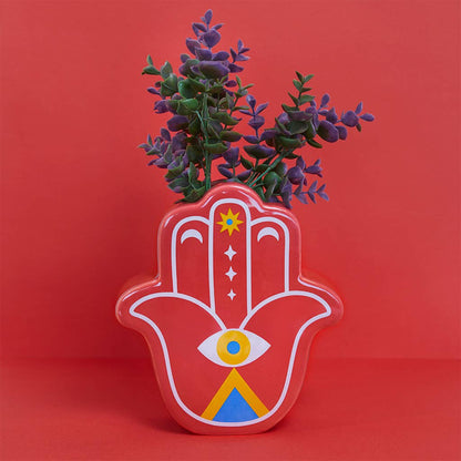 Vase, Lucky Hand, red, ceramic