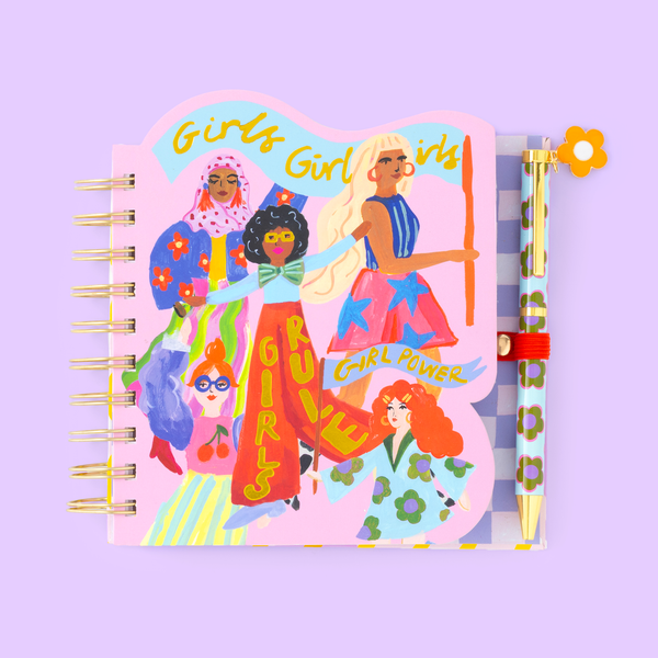 Carnet en forme de règle pour filles & stylo