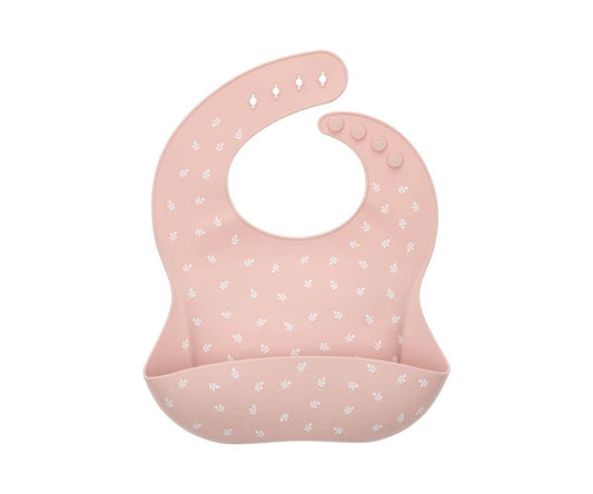 Pink Leaves Silicone Bib