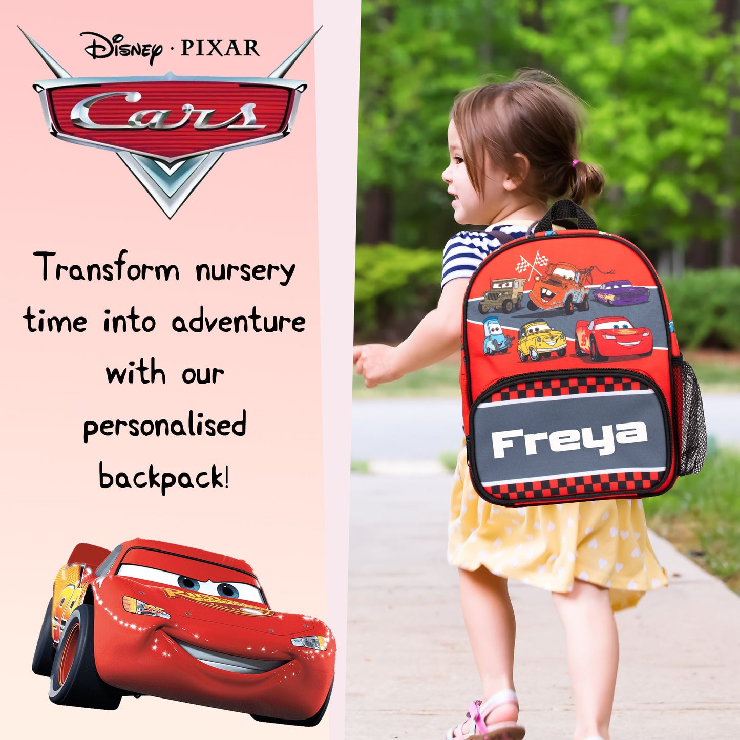 Disney Cars Sac à dos enfant personnalisé Flash McQueen Rouge