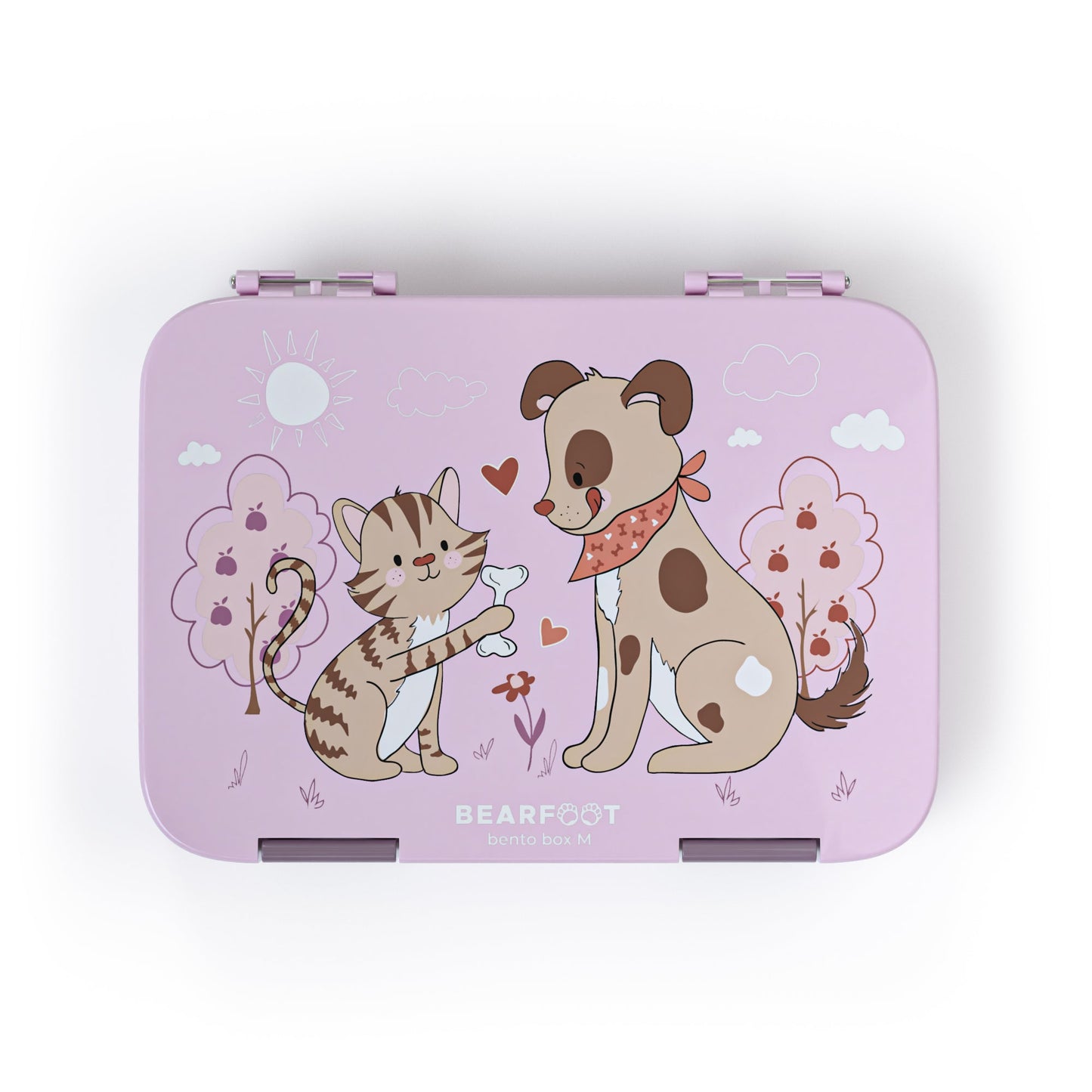 Brotdose Kinder mit Fächern, Lunchbox - Hund&Katze lila