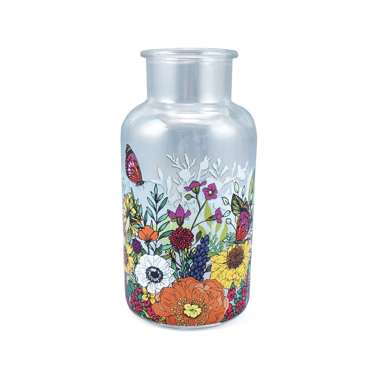 Glass vase with wildflowers