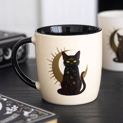 Magical black cat sitting mug