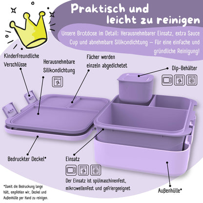 Boîte à lunch compartimentée, étanche - Sirène violette