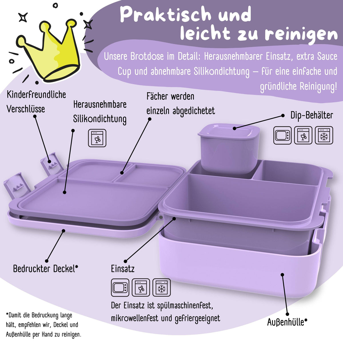 Brotdose mit Fächern, leicht & auslaufsicher-BubbleTea lila