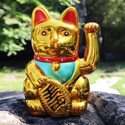 Maneki-neko gelukskat, 15 cm, goud
