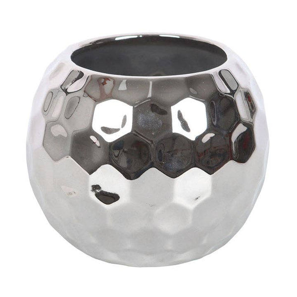 Silver faceted sphere vase