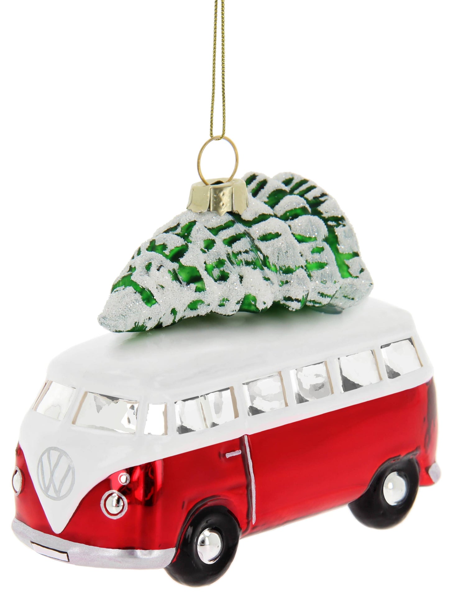 VW T1 Bus Red &amp; White Christmas Decoration with Tree