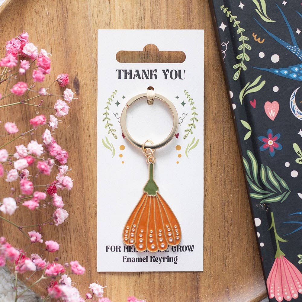 Thank you for helping me grow. Flower Keychain