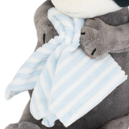 Denny the raccoon plush toy with towel, 15 cm