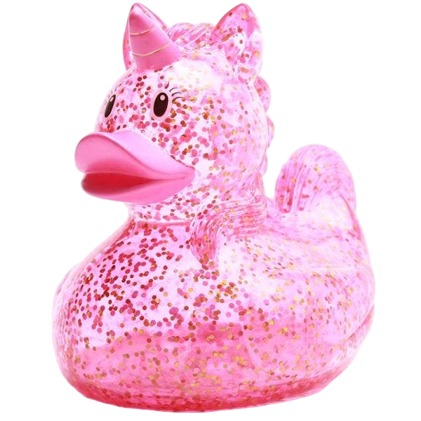 Roze glitterende eenhoorn-eend
