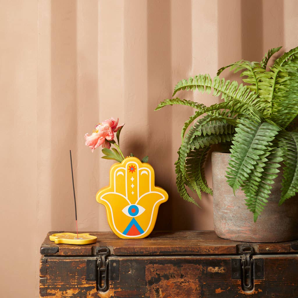 Vase, Lucky Hand, yellow, ceramic