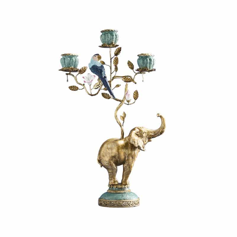 Gouden olifantenkroonluchter, poly/metaal, 28 x 11 x 46,5 cm