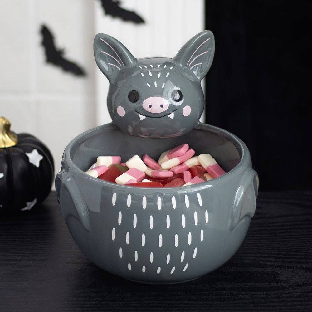 Bol de friandises d'Halloween mignon en forme de chauve-souris