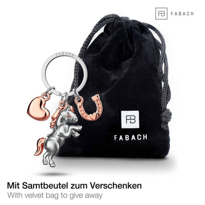 Horse Keychain with Heart and Horseshoe "Pony"