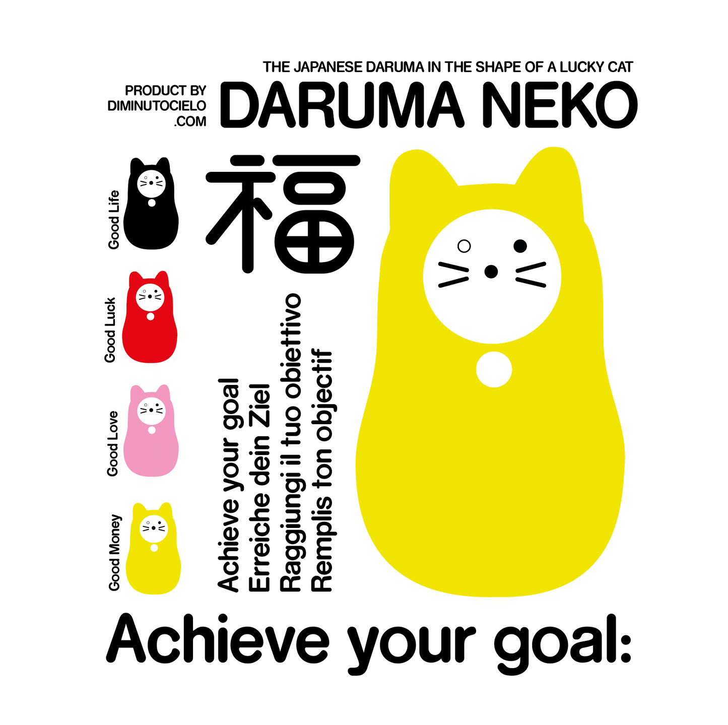 Chat Daruma Noir “Bonne Santé”