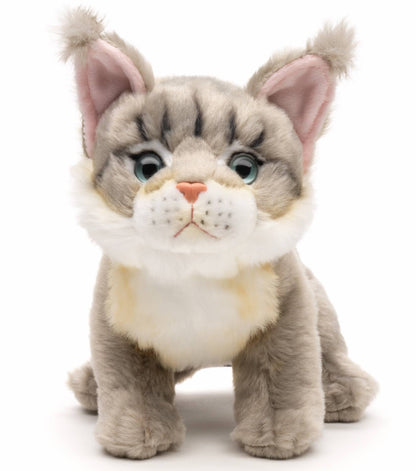 Peluche chat Maine Coon gris assis Uni Toys de 18 cm, référence KM19A25-GR