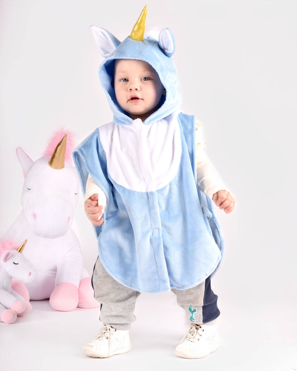 Mini cape licorne bleue 86-110 cl 1-4 ans