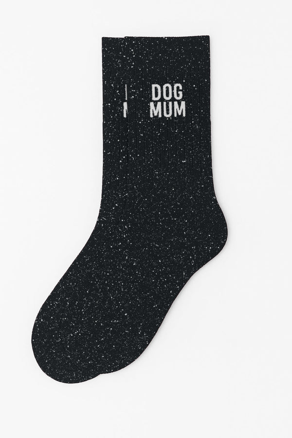 Chaussettes à Paillettes à Message "Dog Mum" - Noir